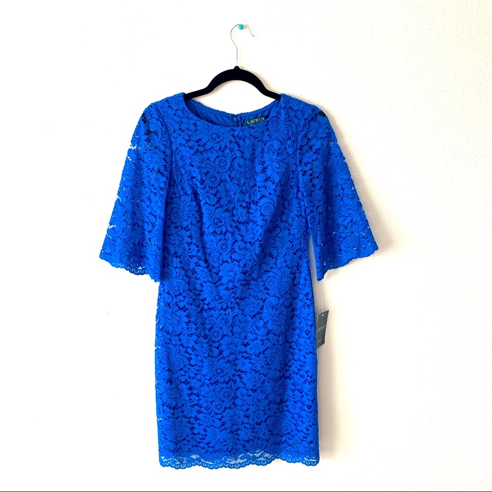 NWT | Ralph Lauren Lace Dress S2 - Portuguese Blue